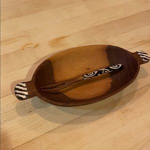 Wood Serving Bowl and Pick